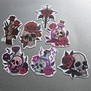 Skull & Potion Magnet Set — Handmade Gothic Aesthetic Locker & Workspace Decor